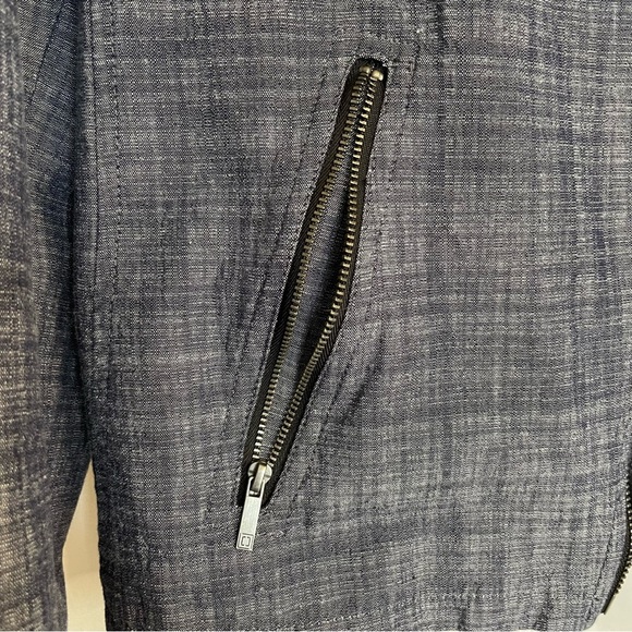 LIZ CLAIBORNE Women’s Blue Lined Moto Zip Up Cropped Jacket Size Medium - Picture 3 of 16